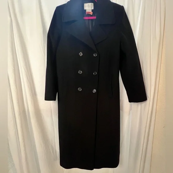 Worthington Black Wool/Cashmere Blend Long Trench Coat - Size 8​ - Picture 10 of 11